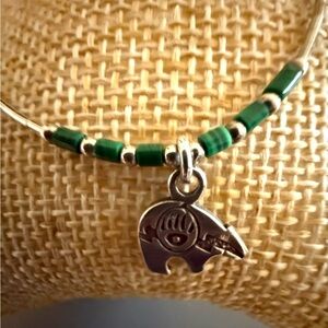 Native American Liquid Silver Running Bear Malachite Bear Bracelet